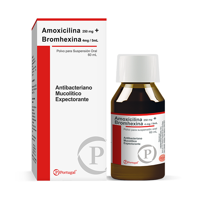 Amoxicilina 250 mg + Bromhexina 4mg/ 5ml