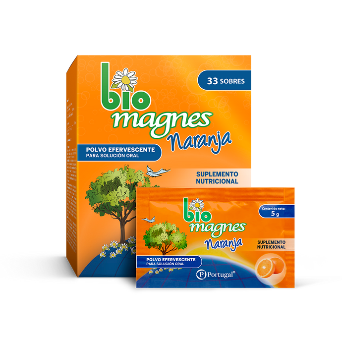 Biomagnes Naranja Polvo Eferv Caja x 33 sobres