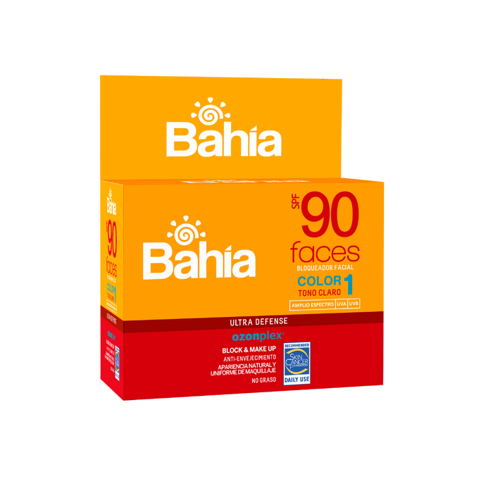 Bloqueador Bahía Faces Color 1 SPF90 Sachet 10 g. x 20.