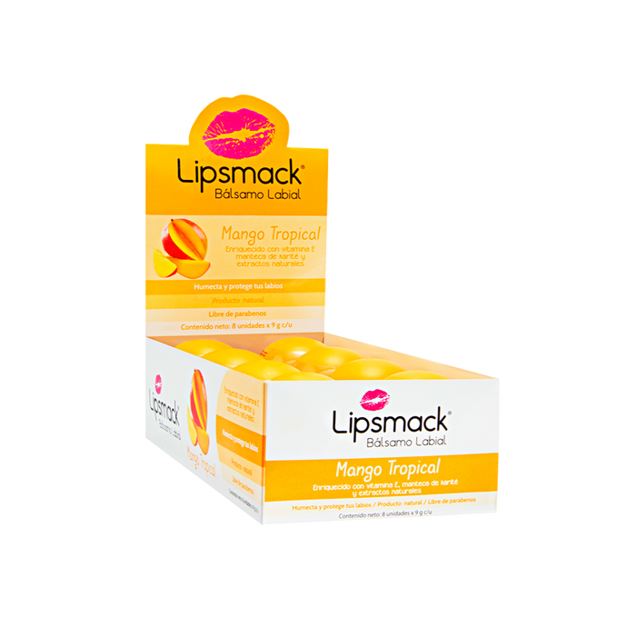 Lipsmack Bálsamo Labial Mango Tropical 11 g. x 8 unid.